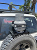 Spare tyre gas bottle holder mount installed on 4WD – secure and durable mounting for camping and off-road use