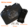 Ol Mate fire pit free gear included carry bag heat resistant gloves and spit adaptors